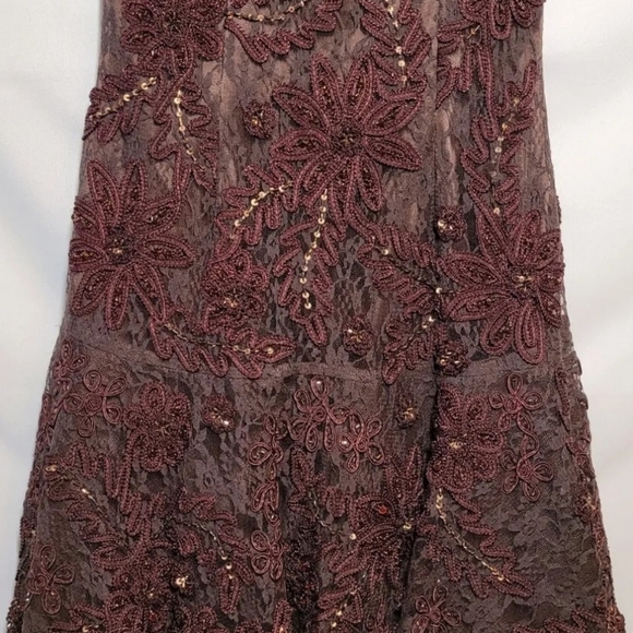 SUE WONG Nocturne Womens Evening Dress Size 4 Burgundy Lace Embroidered Beaded - Picture 9 of 16